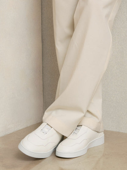 Leather Elasticated-Lace Trainers in White Men | Reiss