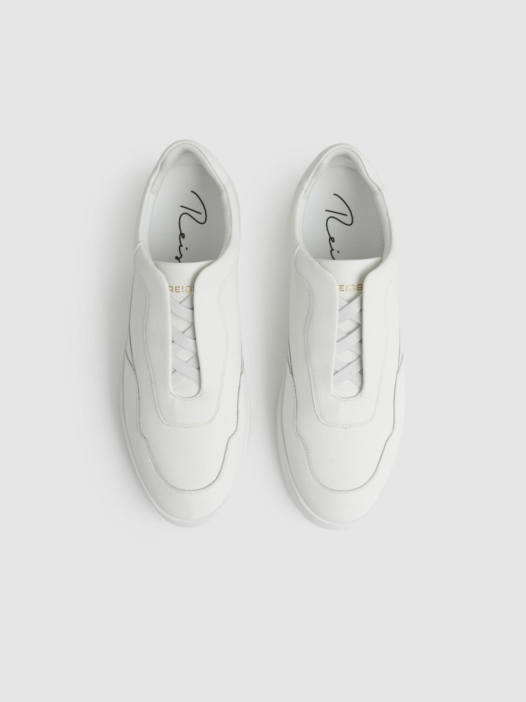 Leather Elasticated-Lace Trainers in White Men | Reiss