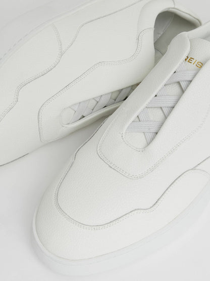 Leather Elasticated-Lace Trainers in White Men | Reiss