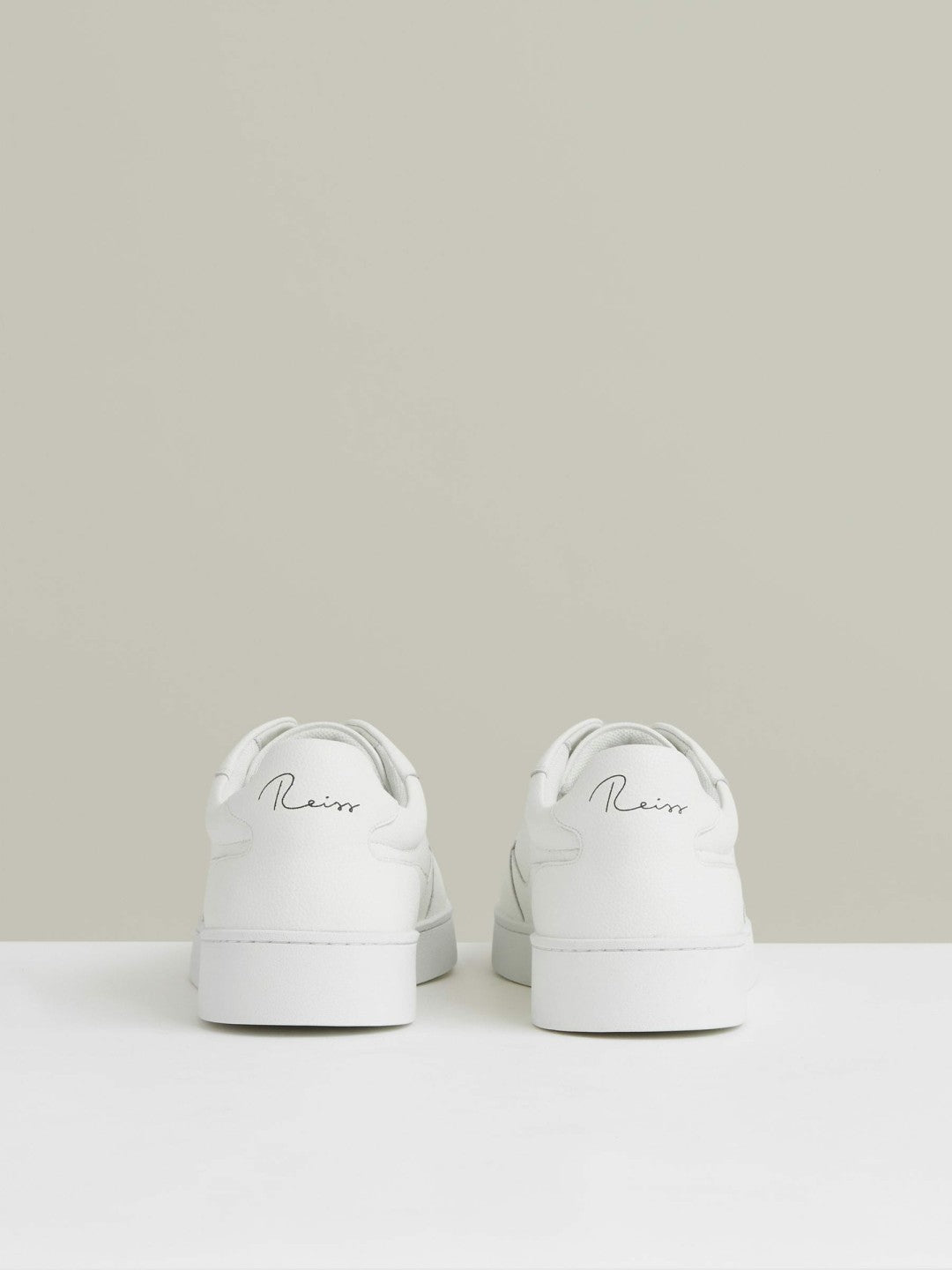 Leather Elasticated-Lace Trainers in White Men | Reiss