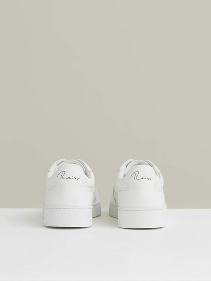 Leather Elasticated-Lace Trainers in White Men | Reiss