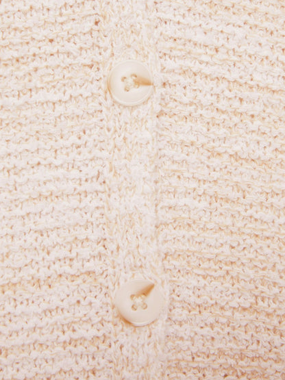 Cotton-Linen Button-Through Knit Top in Ivory Women | Reiss