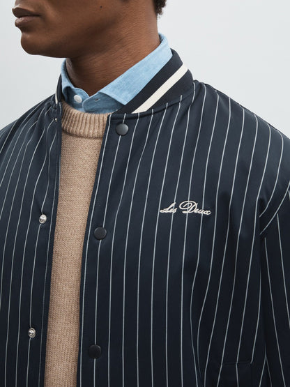Les Deux Technical Varsity Jacket in Navy Stripe Men | Reiss