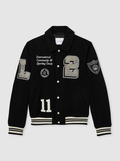 Les Deux Wool-Blend Varsity Jacket in Black Men | Reiss