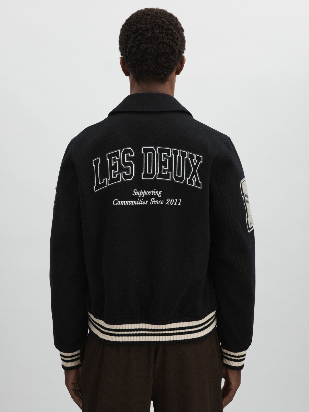 Les Deux Wool-Blend Varsity Jacket in Black Men | Reiss