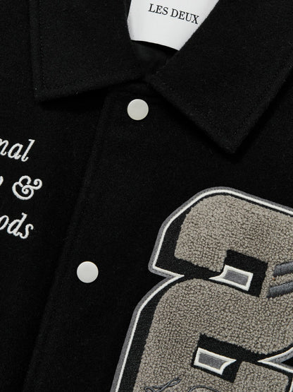 Les Deux Wool-Blend Varsity Jacket in Black Men | Reiss
