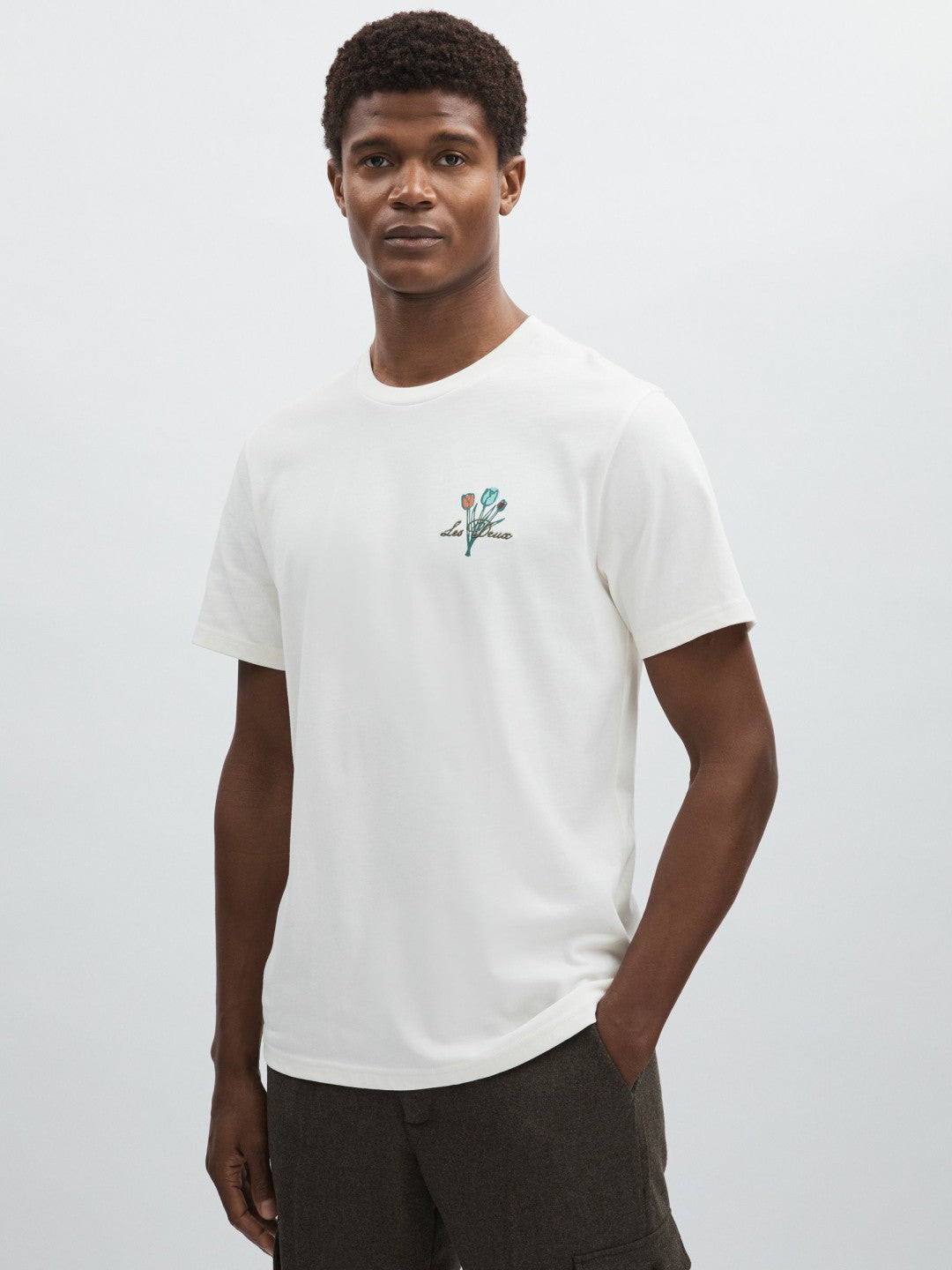 Les Deux 100% Cotton Café Print T-Shirt in Ivory Print Men | Reiss