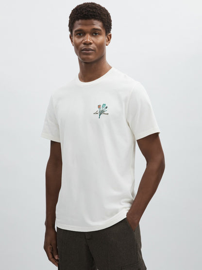 Les Deux 100% Cotton Café Print T-Shirt in Ivory Print Men | Reiss