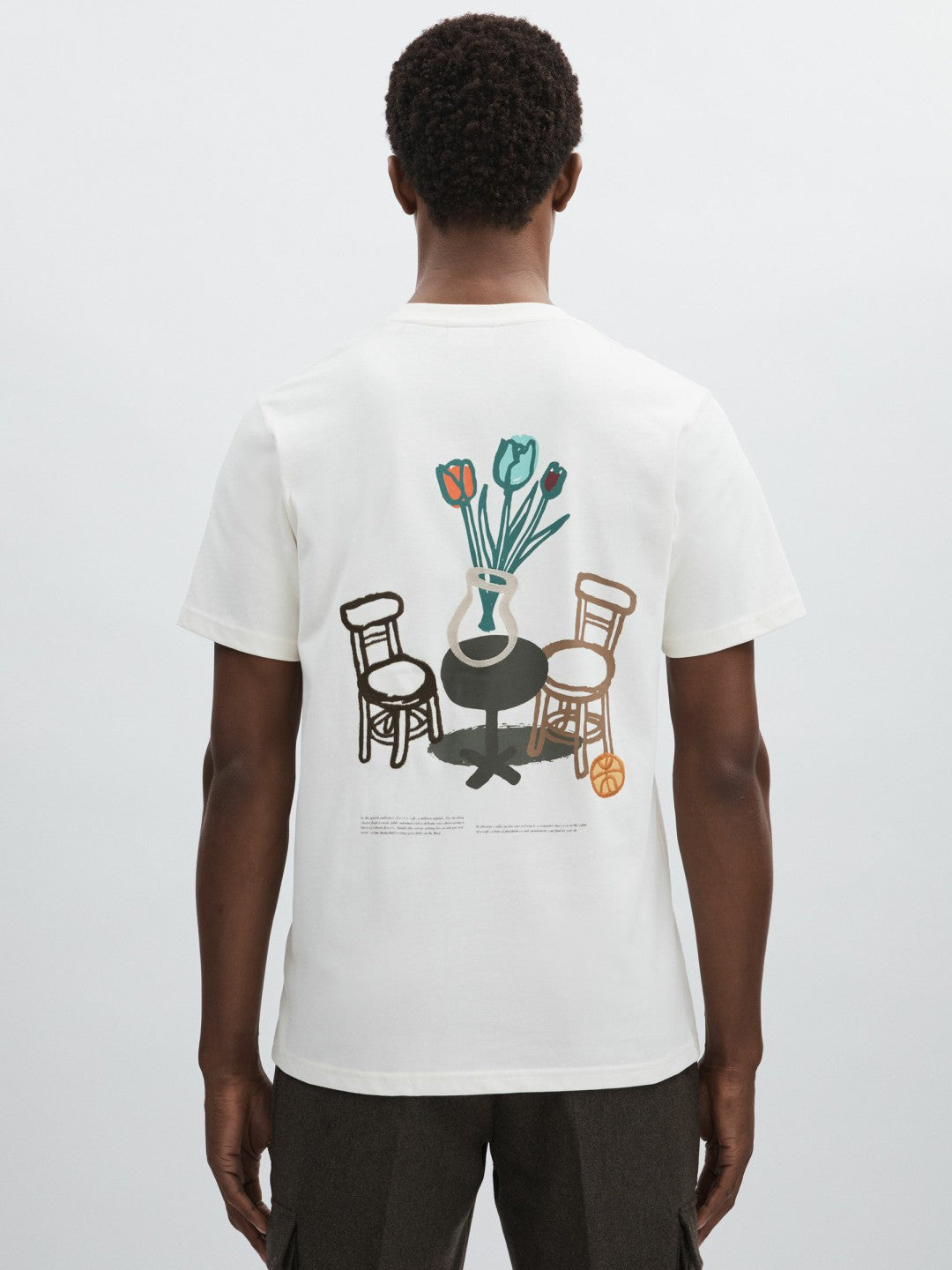 Les Deux 100% Cotton Café Print T-Shirt in Ivory Print Men | Reiss