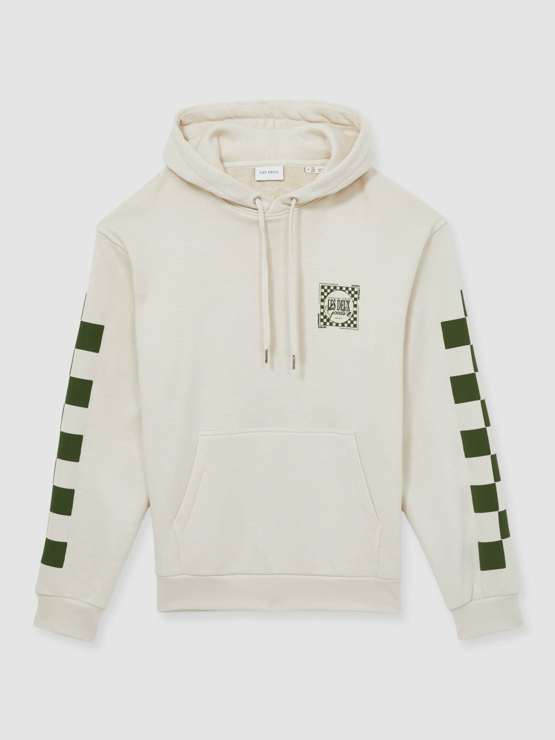 Les Deux 100% Cotton Goods Print Hoodie in Ivory/Green Men | Reiss