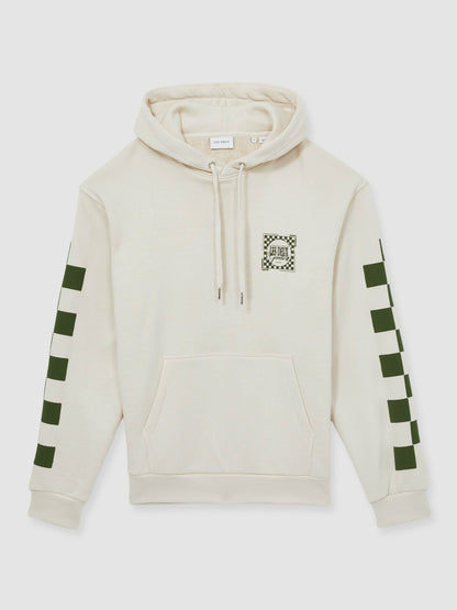 Les Deux 100% Cotton Goods Print Hoodie in Ivory/Green Men | Reiss