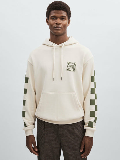 Les Deux 100% Cotton Goods Print Hoodie in Ivory/Green Men | Reiss
