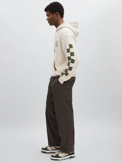 Les Deux 100% Cotton Goods Print Hoodie in Ivory/Green Men | Reiss