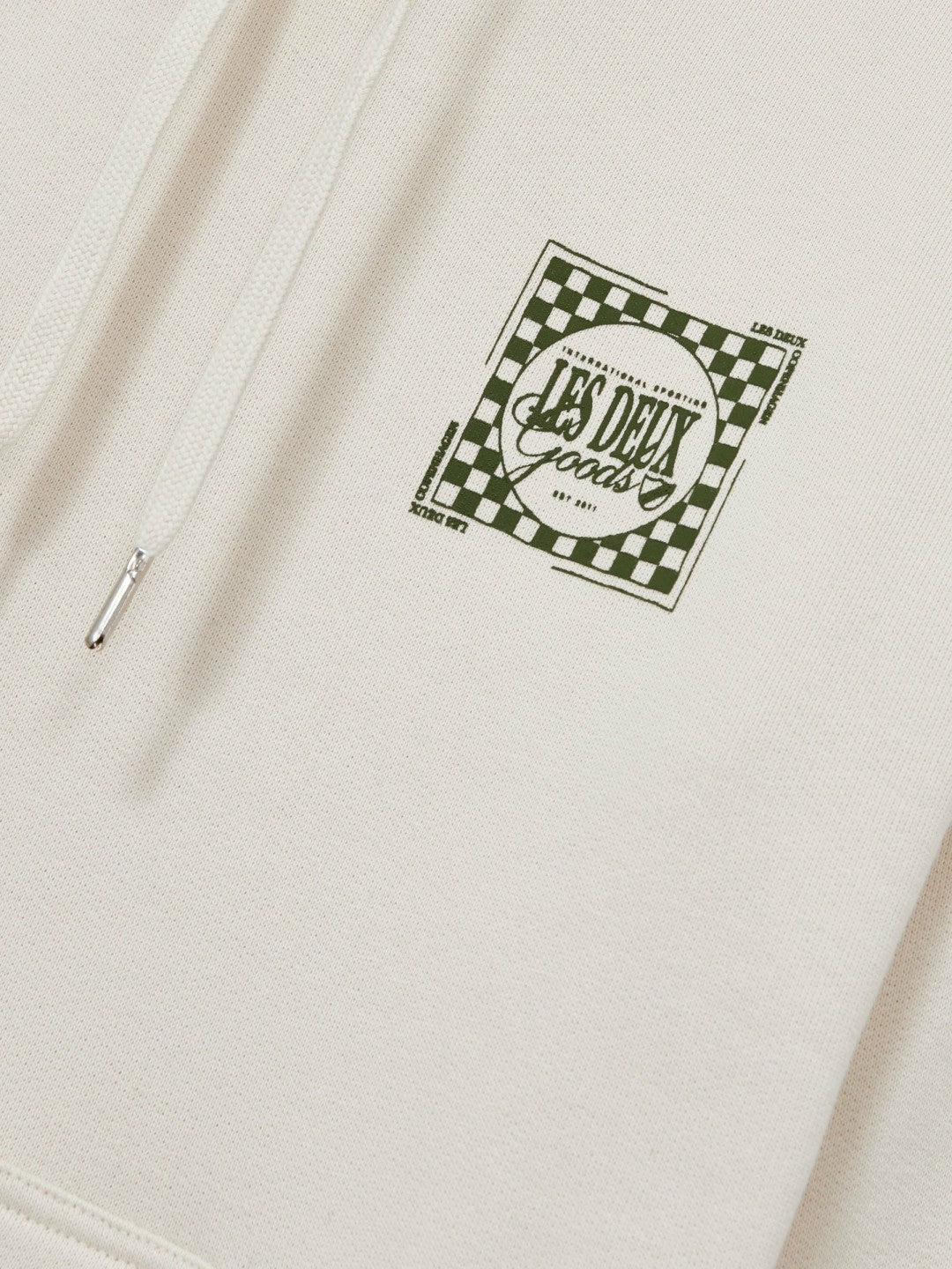 Les Deux 100% Cotton Goods Print Hoodie in Ivory/Green Men | Reiss