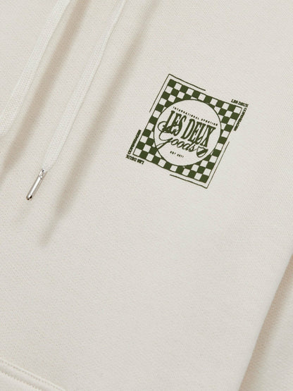 Les Deux 100% Cotton Goods Print Hoodie in Ivory/Green Men | Reiss