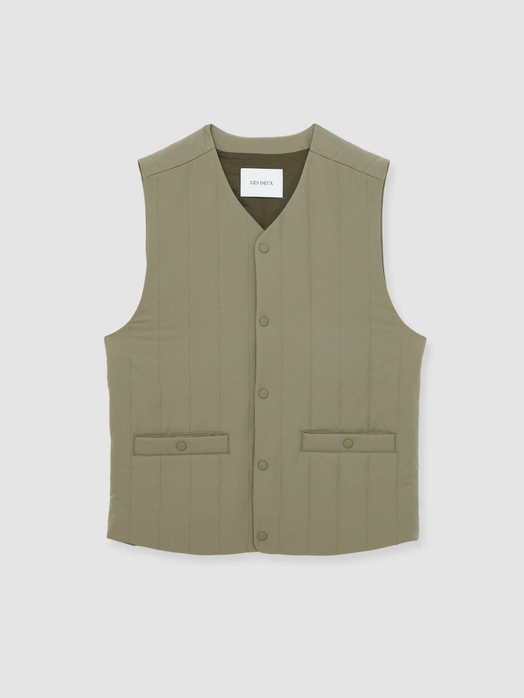 Les Deux Quilted Technical Gilet in Green Men | Reiss