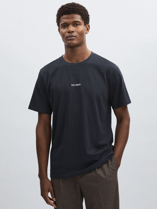 Les Deux Cotton Logo T-Shirt in Navy Blue Men | Reiss