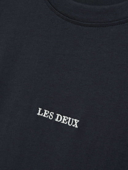 Les Deux Cotton Logo T-Shirt in Navy Blue Men | Reiss
