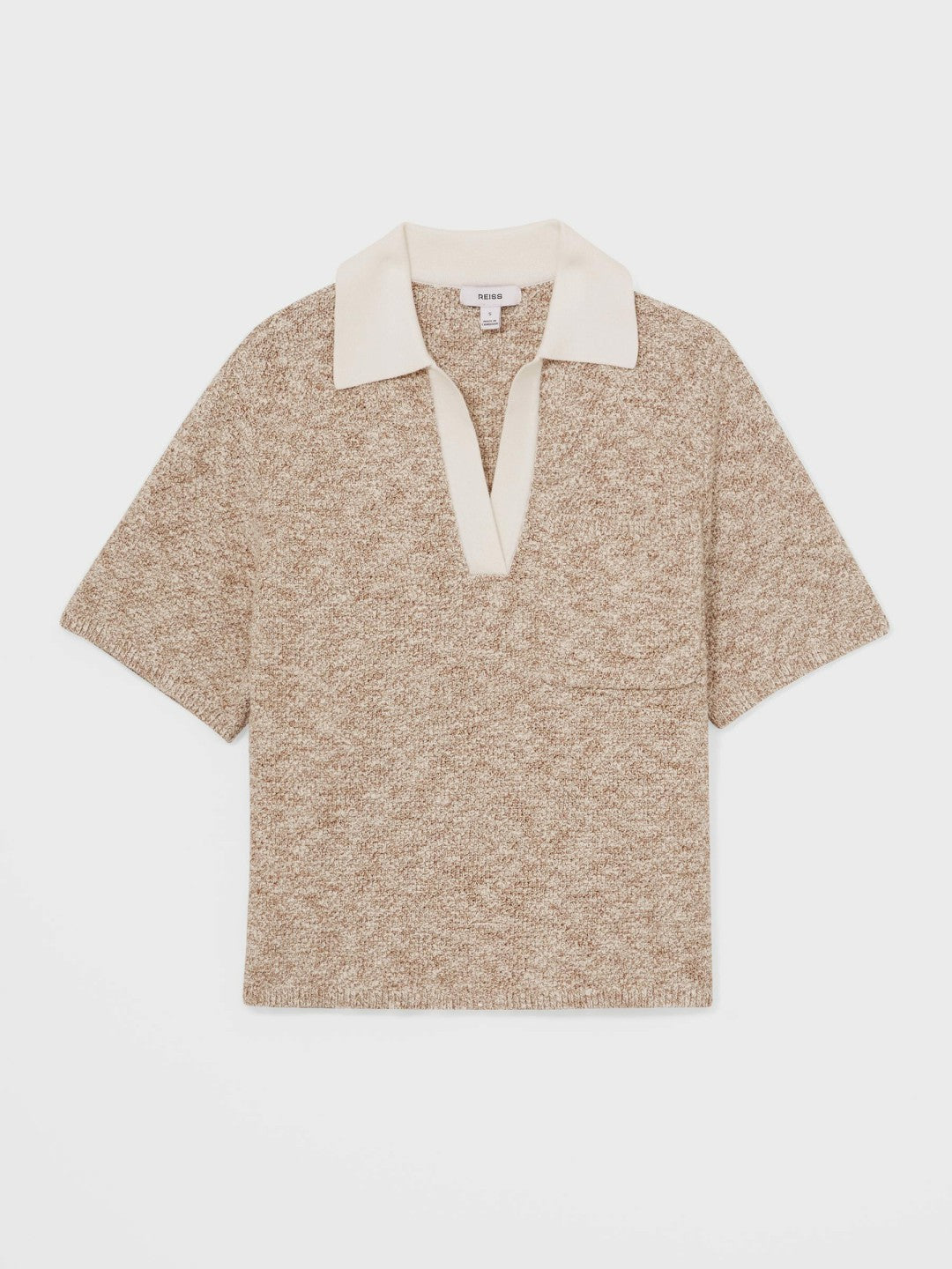 Cotton-Blend Knit Polo Shirt in Neutral Women | Reiss