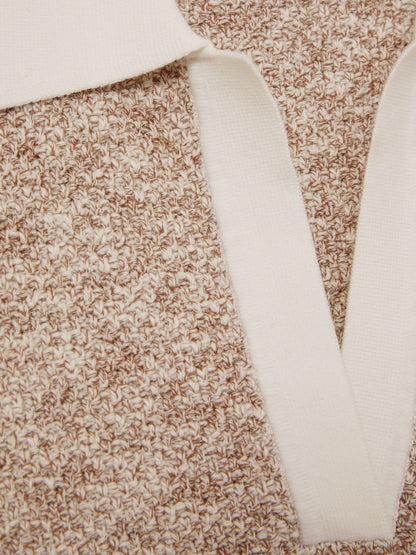 Cotton-Blend Knit Polo Shirt in Neutral Women | Reiss