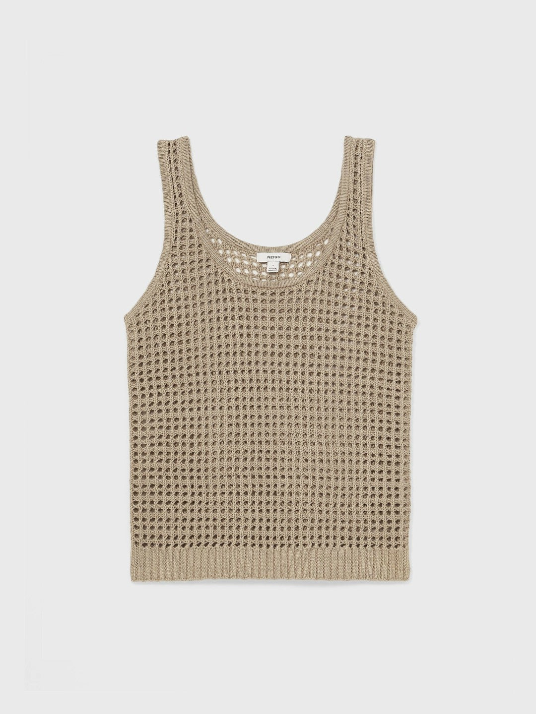 Linen Open Knit Vest in Stone Women | Reiss