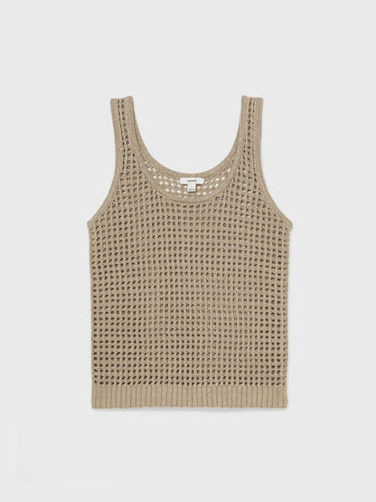 Linen Open Knit Vest in Stone Women | Reiss
