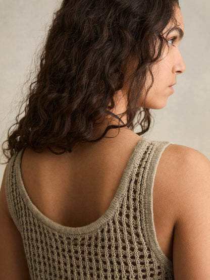 Linen Open Knit Vest in Stone Women | Reiss