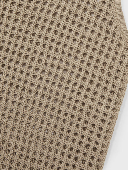 Linen Open Knit Vest in Stone Women | Reiss
