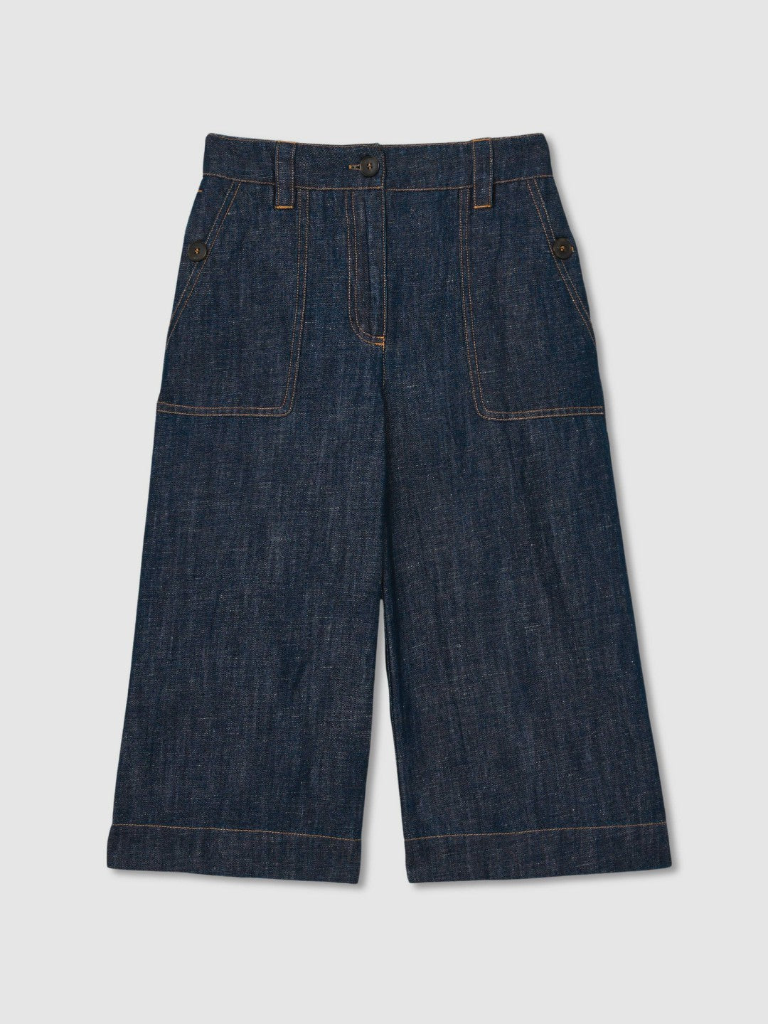 9-13 yrs Cotton-Linen Wide Leg Trousers in Indigo Children & Baby | Reiss
