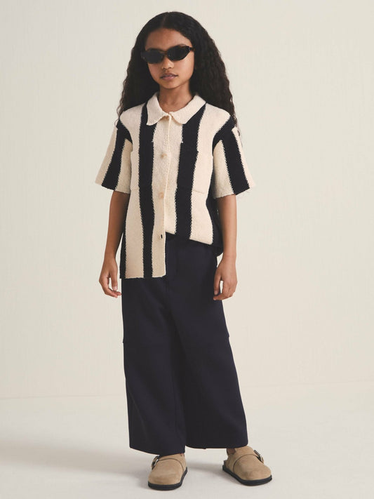 9-13 yrs  | Les 100 Ciels Stripe Knit Shirt in Black Children & Baby | Reiss