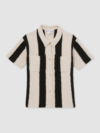 9-13 yrs  | Les 100 Ciels Stripe Knit Shirt in Black Children & Baby | Reiss