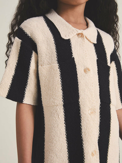 9-13 yrs  | Les 100 Ciels Stripe Knit Shirt in Black Children & Baby | Reiss