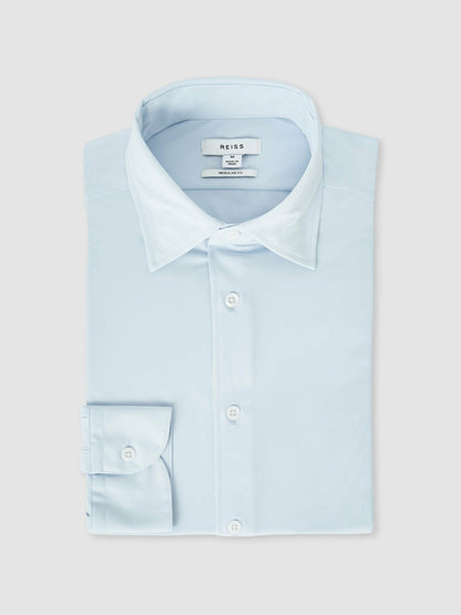 Long-Sleeve Travel Shirt in Soft Blue Men | Reiss