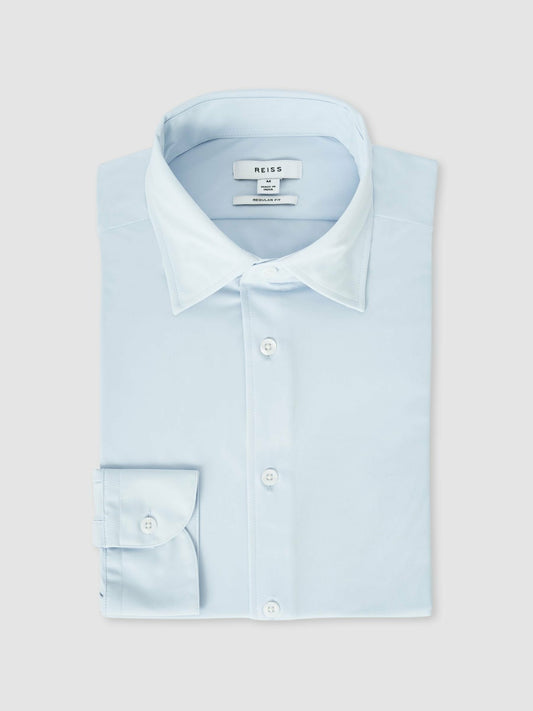 Long-Sleeve Travel Shirt in Soft Blue Men | Reiss