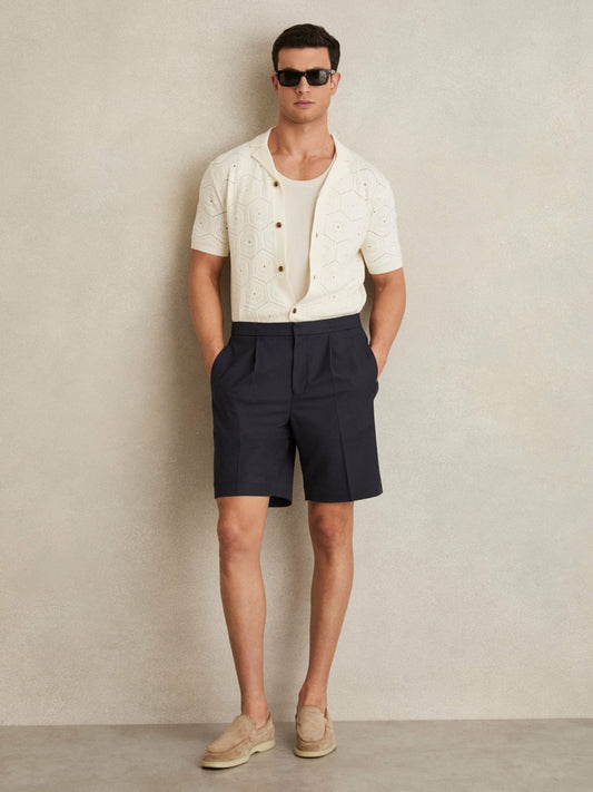 Relaxed Drawstring Shorts in Navy Men | Reiss