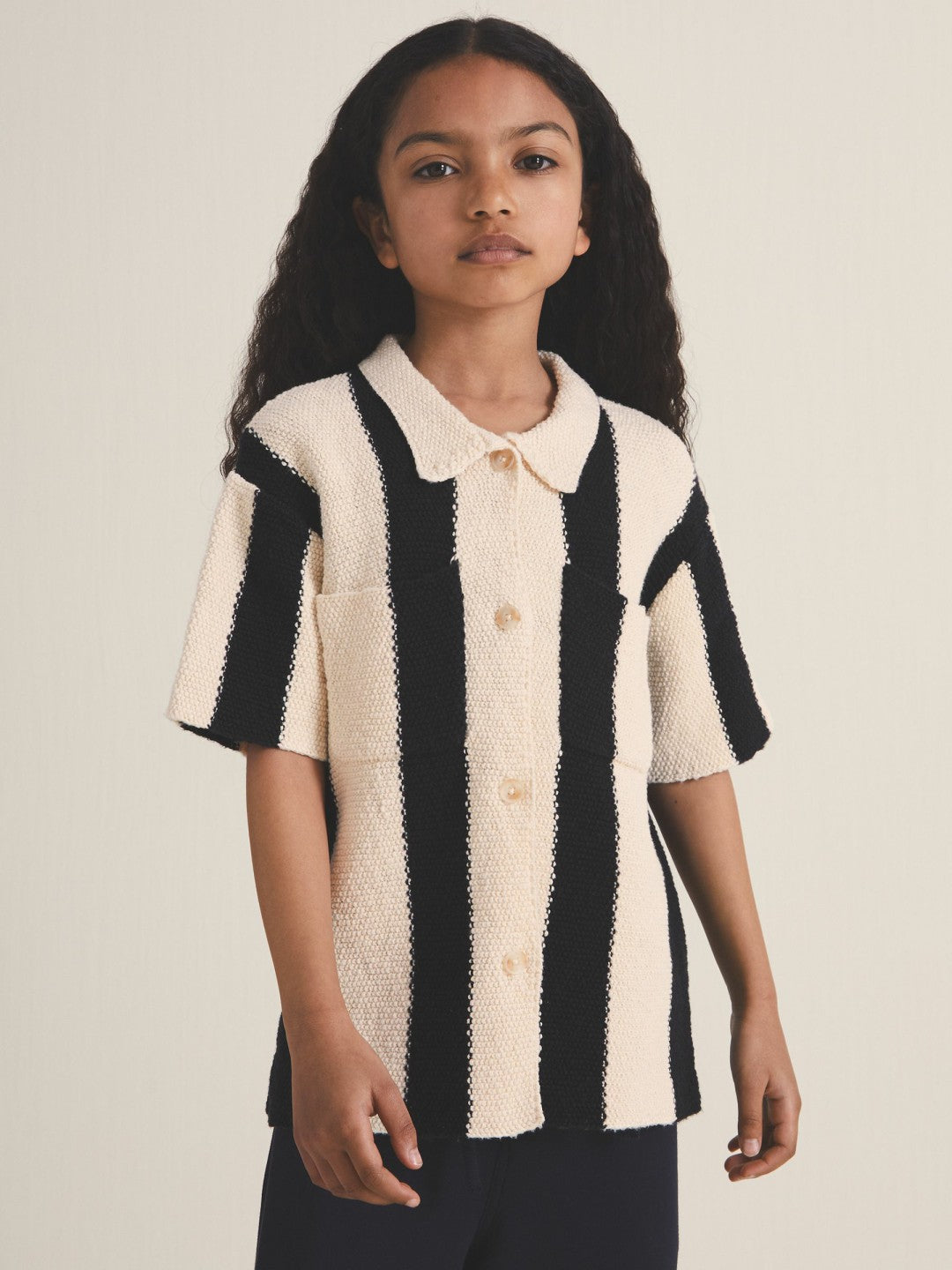 4-9 yrs  | Les 100 Ciels Stripe Knit Shirt in Black Children & Baby | Reiss