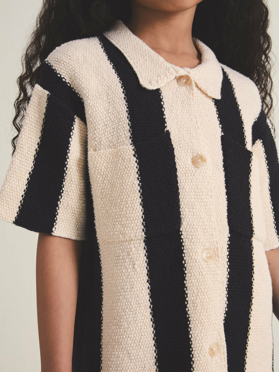 4-9 yrs  | Les 100 Ciels Stripe Knit Shirt in Black Children & Baby | Reiss