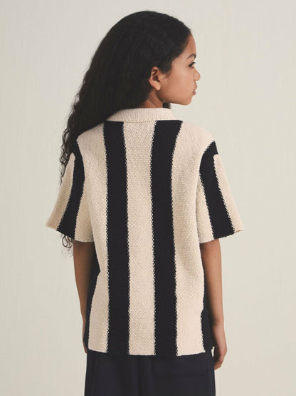 4-9 yrs  | Les 100 Ciels Stripe Knit Shirt in Black Children & Baby | Reiss