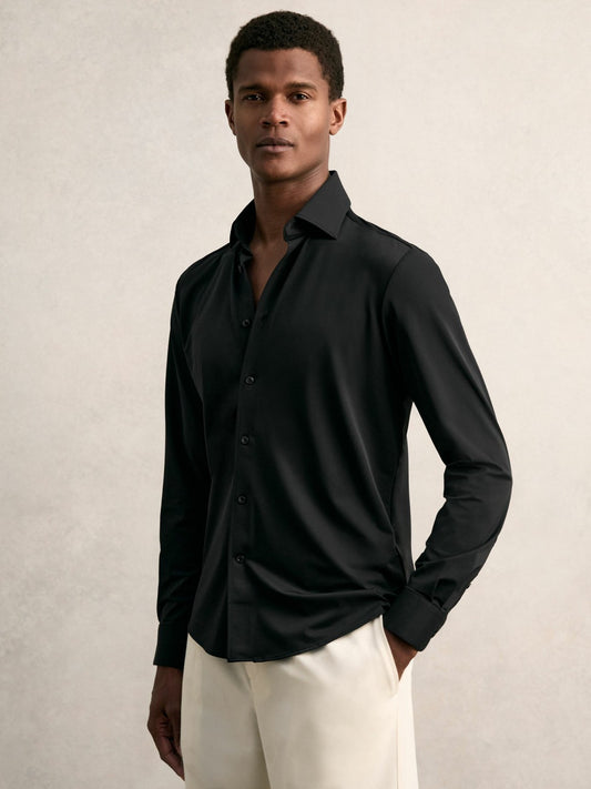 Long-Sleeve Travel Shirt in Black Men | Reiss