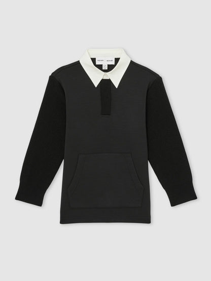 13-14 yrs  | Les 100 Ciels Polo Sweatshirt in Black Children & Baby | Reiss