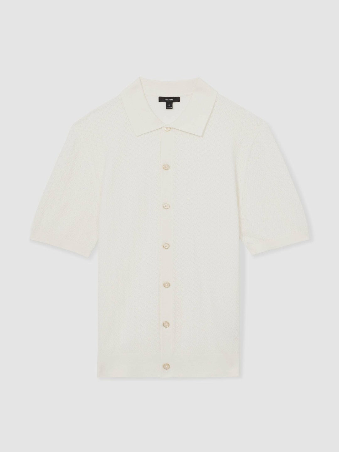 Textured Knit Button-Through Shirt in White Men | Reiss
