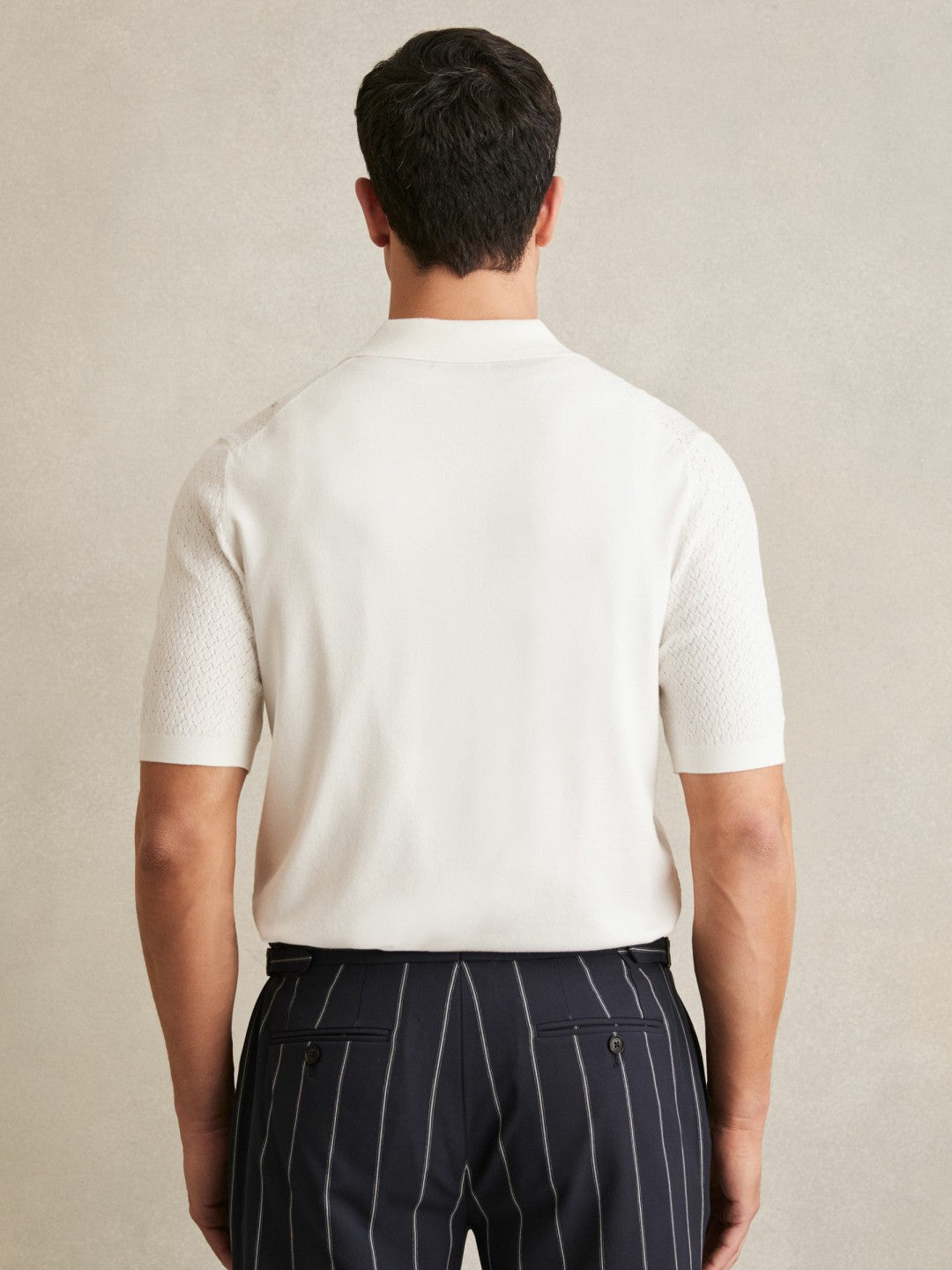 Textured Knit Button-Through Shirt in White Men | Reiss