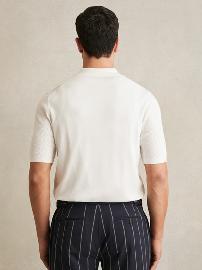 Textured Knit Button-Through Shirt in White Men | Reiss