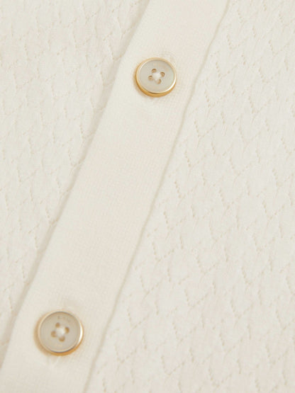 Textured Knit Button-Through Shirt in White Men | Reiss