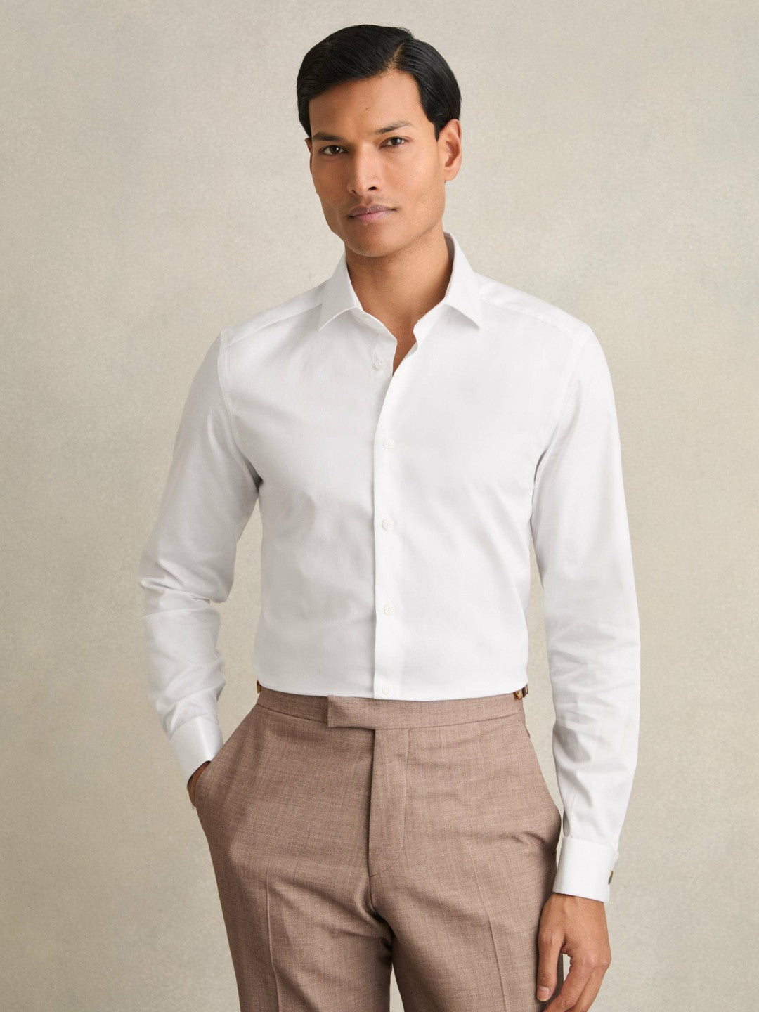 Slim Fit Slim-Fit Cotton-Sateen Shirt in White Men | Reiss