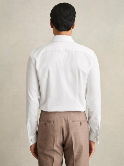 Slim Fit Slim-Fit Cotton-Sateen Shirt in White Men | Reiss