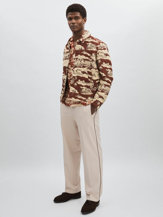 Les Deux Woven Ruins Overshirt in Red/Cream Men | Reiss