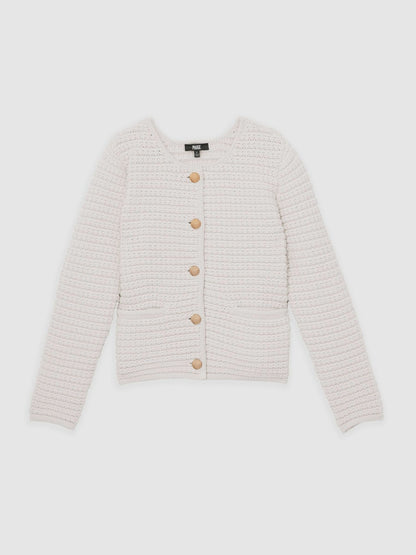 Paige Textured-Knit Cardigan in Ivory Women | Reiss