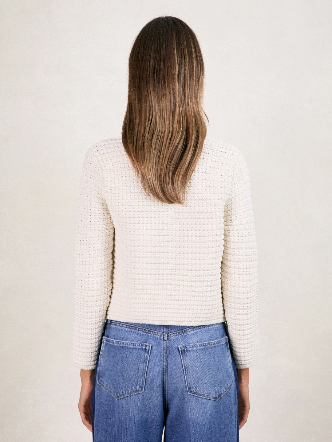 Paige Textured-Knit Cardigan in Ivory Women | Reiss