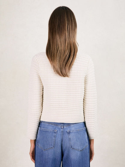 Paige Textured-Knit Cardigan in Ivory Women | Reiss